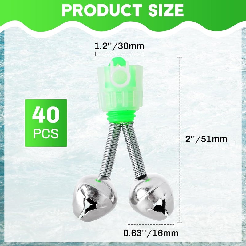 weyleity Fishing Bells 40Pack | Fish Bite Bait Alarm Bell for Rods, Fishing Rod Bells Fishing Alarm Bells with Dual Alert Bells Clip for Night Fishing Ice Fishing - Image 2